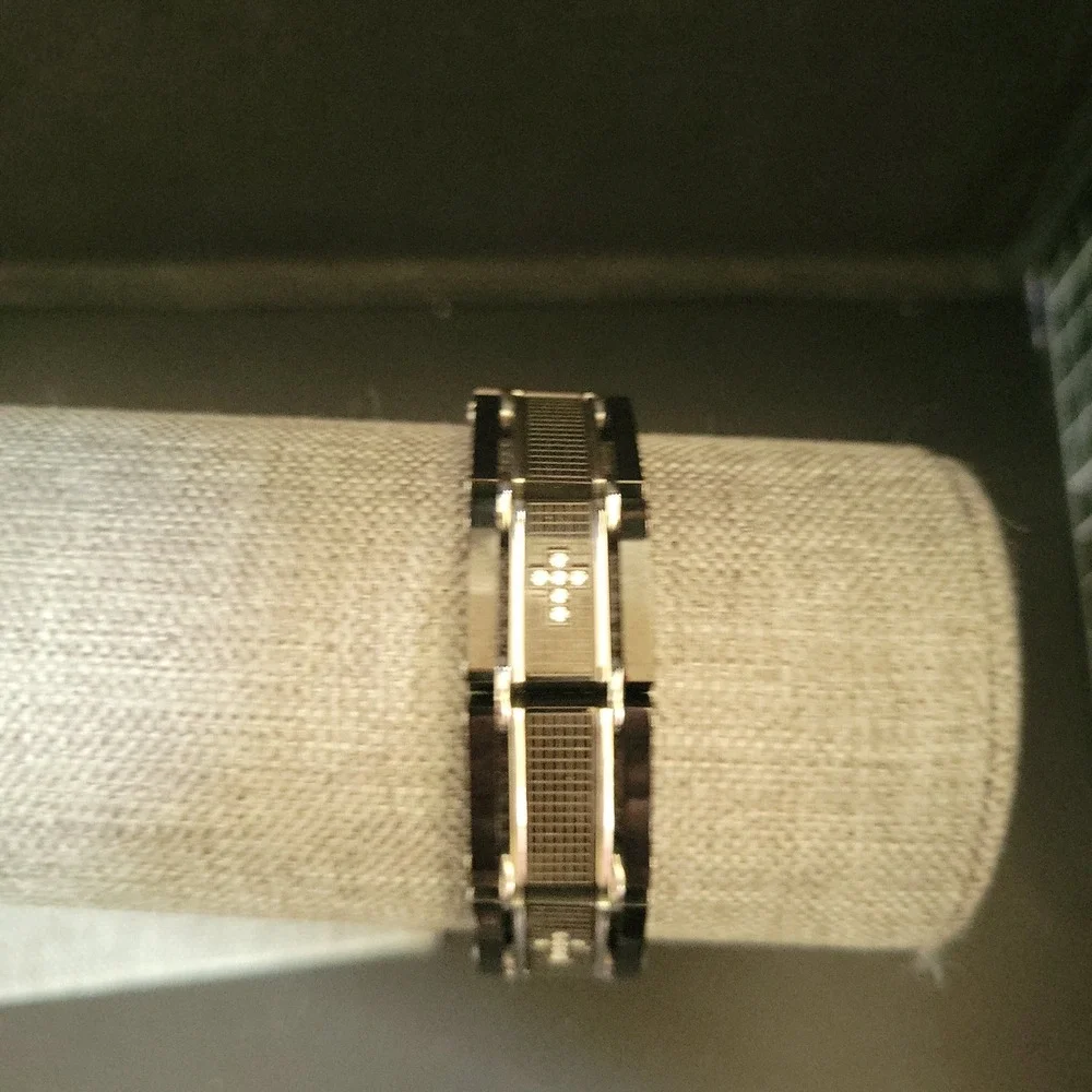 Mens Black Stainless‎ Steel Cross Link Bracelet 8.5 Inch Goth